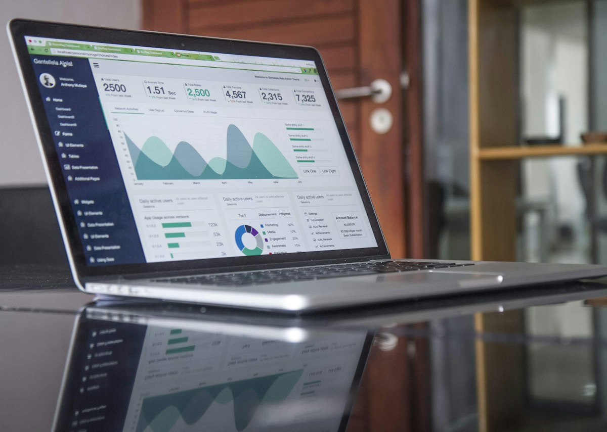 Digital analytics on a laptop connecting creative decisions with performance measurement